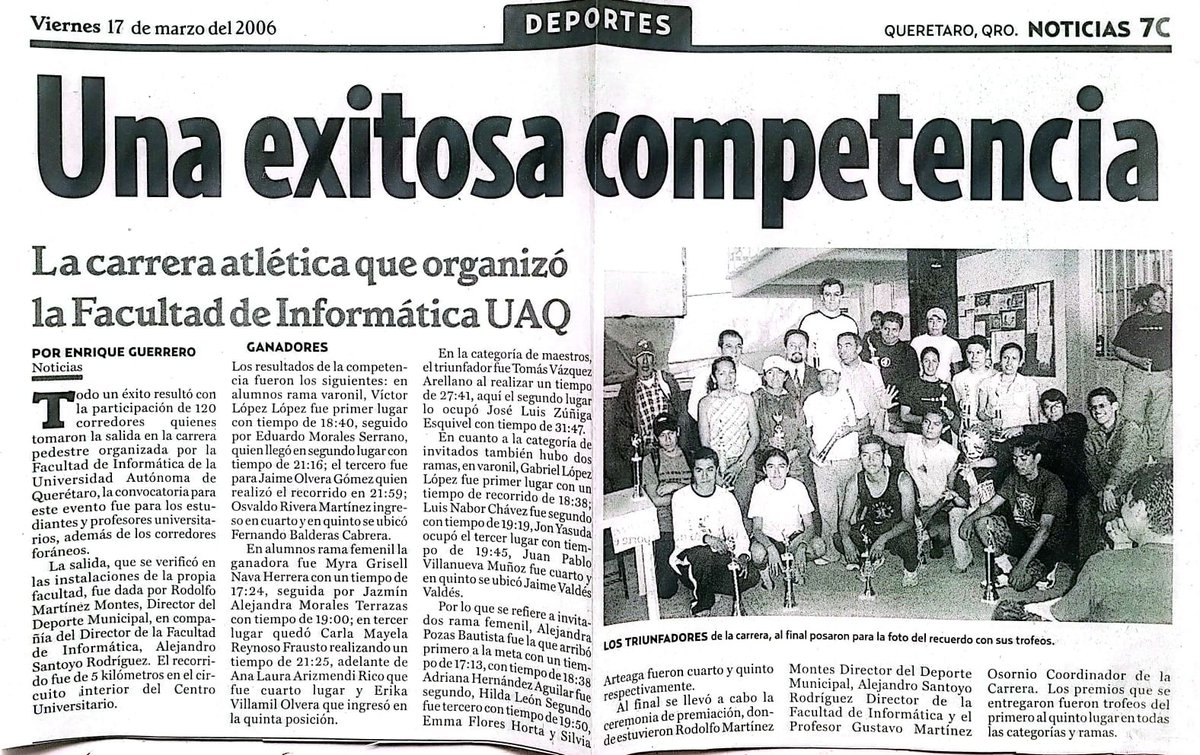Hoy se cumplen 20 años de mi primer periodicazo en una competencia 📰 que bonito recuerdo 🏃💫 ahí está mi nombre y yo👆🏻 cuando estaba en la Facultad de Informática.
Espero ser un ejemplo de #disciplina y #dedicación🏃🔥// aún me quedan muchos kilómetros en mis piernas 🔥