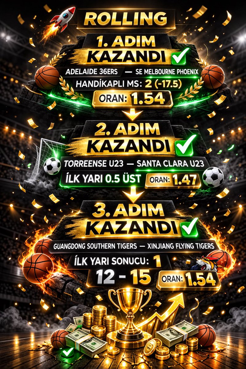 Oldmantips1's tweet photo. ROLLING 🔥
1. Adım ✅
2. Adım ✅
3. Adım ✅
3/3 TAMAM 💰
Tertemiz seri 👀
#OldManTips https://t.co/HThnU0tO7P