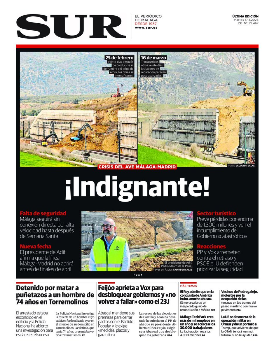 nacholaisla's tweet photo. Se ve que en el periódico de los malagueños, adalid de la objetividad, hay mucho ingeniero. A mí me gustaría que, al menos, y ante una portada de este calado, explicaran de dónde salen y cómo se han calculado esos 1.300 millones de euros en pérdidas. Qué mínimo, ¿no? https://t.co/vtF4xvQ9rI