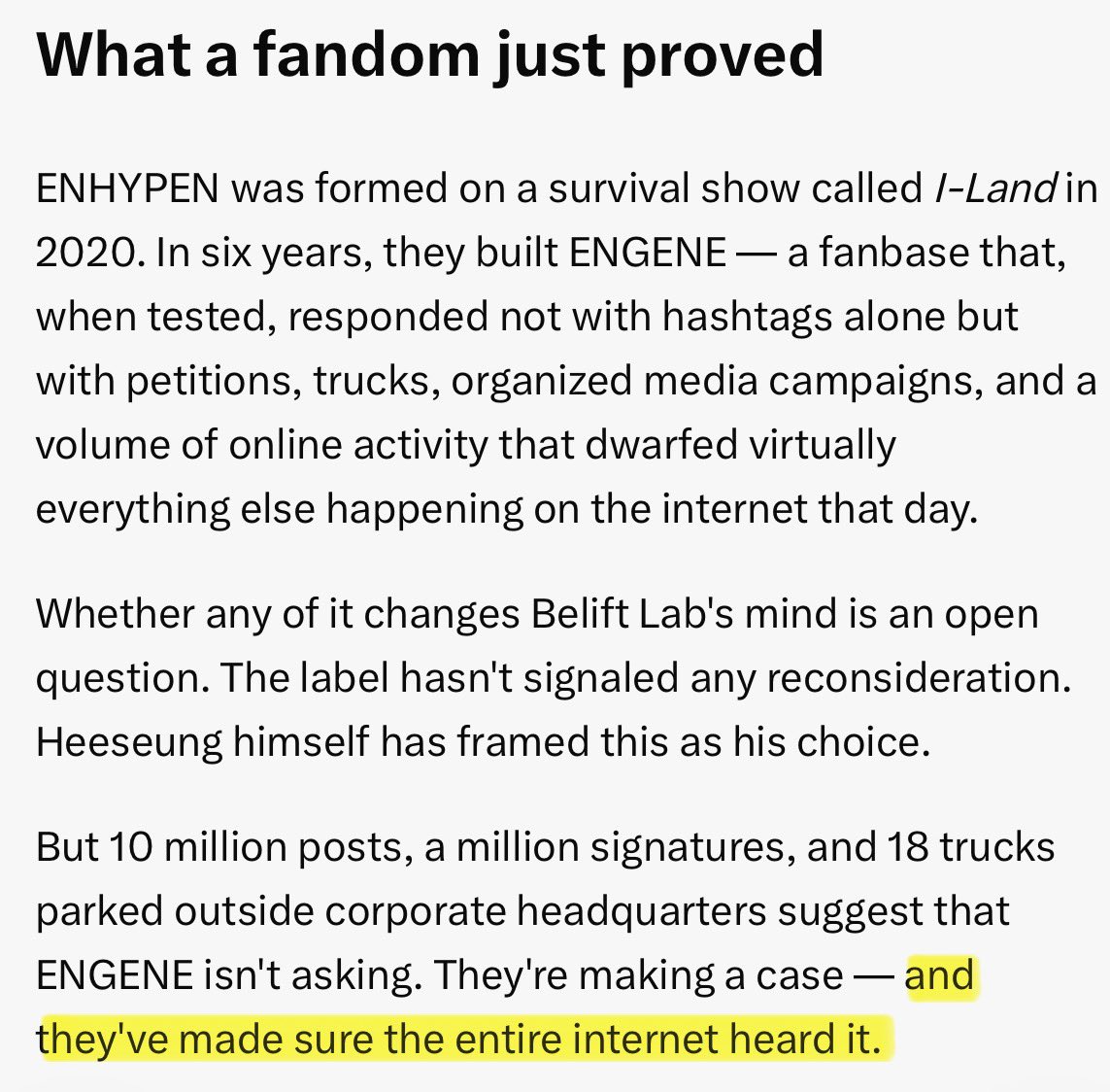 💬: 10 Million Posts Made It One of the Biggest Reactions Social Media Has Ever Seen
💬: ENGENE isn’t asking. they’re making a case. and they’ve made sure the entire internet heard it.