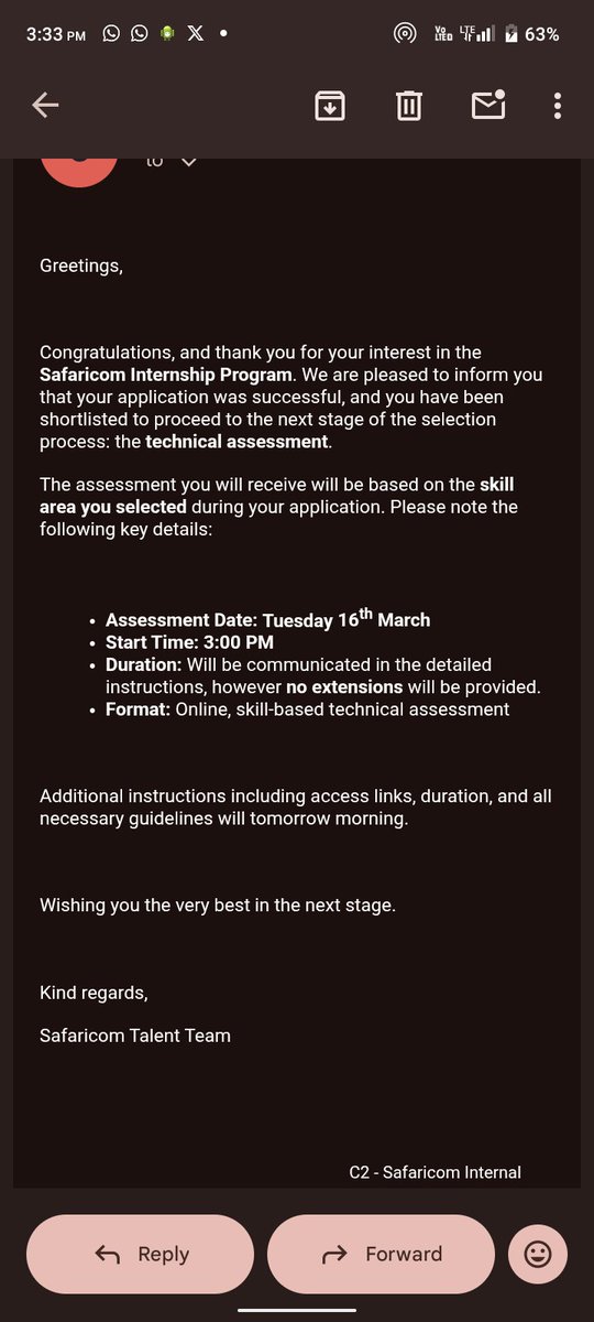 ShivairoNelvin's tweet photo. @SafaricomFDN What happened? I have not received the link for assessment test or any communication from Safaricom regarding changes? https://t.co/CYvGwUcjgB