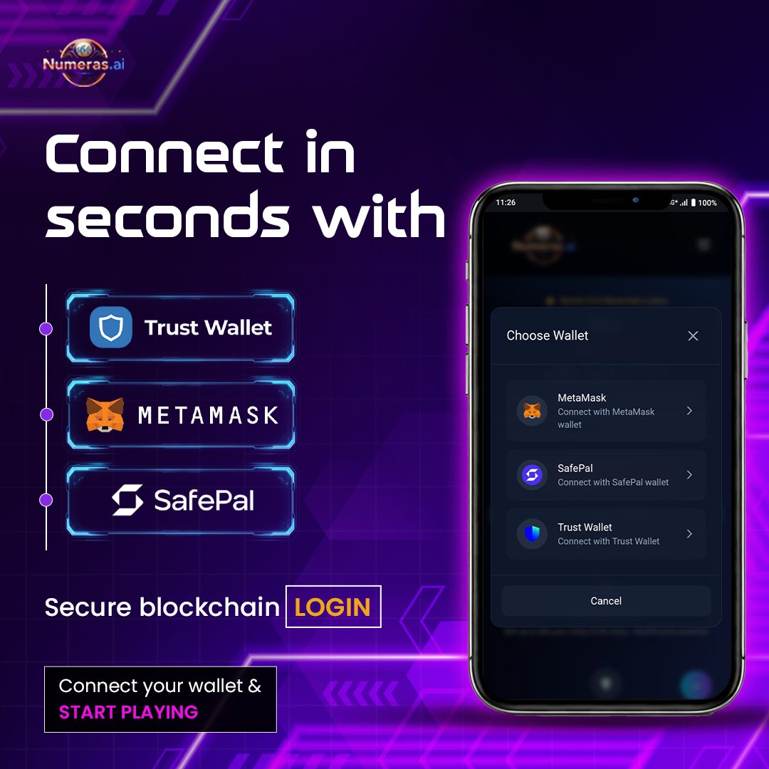 Start playing on Numeras.ai in seconds ⏳

🔐 Secure blockchain login

💼 Connect via MetaMask, Trust Wallet, or SafePal

🎮 Instant access to the game

Just connect &amp; play.

#numeras #numerasai #Web3Gaming #Crypto #MetaMask #TrustWallet #safepal