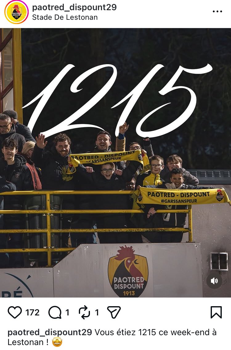 1215 spectateurs en N3 c’est loin d’être ridicule surtout quand tu joues le maintien