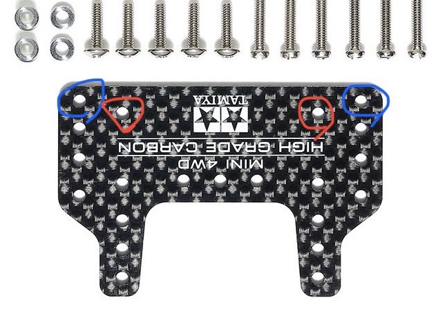 YouKMini4wd's tweet photo. 新ブレーキカーボン、こことここが同じ穴位置 https://t.co/uYL3GIh4dE