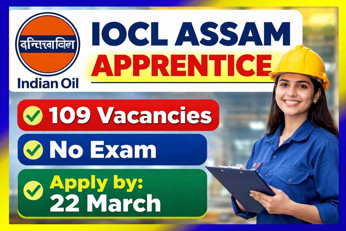 jobs_jone's tweet image. 🛢️IOCL Apprentice Recruitment 2026

👉 Trade, Technician &amp;amp; Graduate Apprentice

🎓 10th/12th/ITI/Diploma/Graduate
📍 Assam

🔗 Apply Now:
jobsjone.com/2026/03/iocl-a…

#IOCL #ApprenticeJobs #AssamJobs #GovtJobs