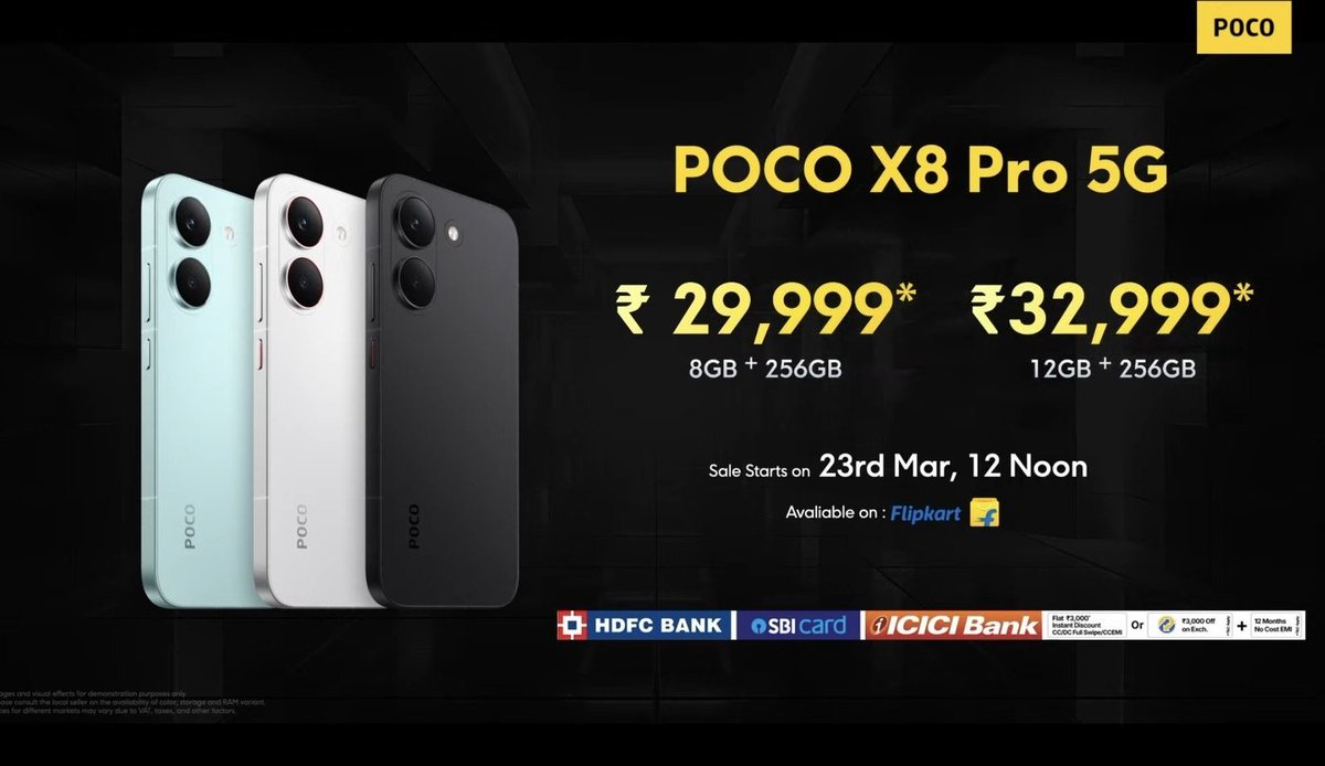Sai_Kumar_Aarya's tweet photo. What the F’ pricing is this?! 🤯
POCO X8 Pro ₹29,999
POCO X8 Pro Max ₹39,999
Absolutely MAD pricing 🔥
1+1 Year Warranty
1 Year Free Screen Replacement
This is straight-up game over for the competition. 
@IndiaPOCO
 @sandeep9sarma
 @Huilgol
 @KenSekhar
 @digvj
 @AnkitSingh_08 https://t.co/eZt5FKdEPj