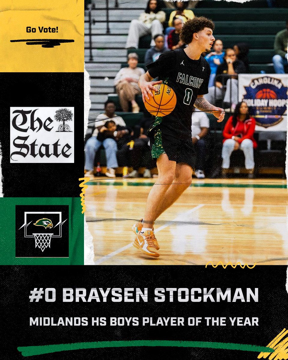 BenLippenMBB's tweet photo. Braysen Stockman (@StockmanBraysen) has been nominated for The State Newspaper Midlands HS Boys Basketball Player of the Year!

Senior Averages: 28.2ppg | 7.4rpg | 3.4apg | 3.3spg

LINK TO VOTE: https://t.co/LrvLA481at

Voting ends on March 23rd. https://t.co/rNTdSvq4ve