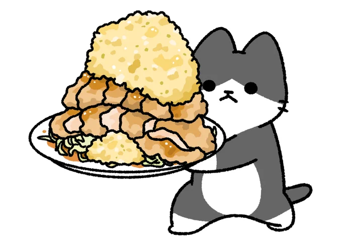夜食にチキン南蛮を持ってきた猫