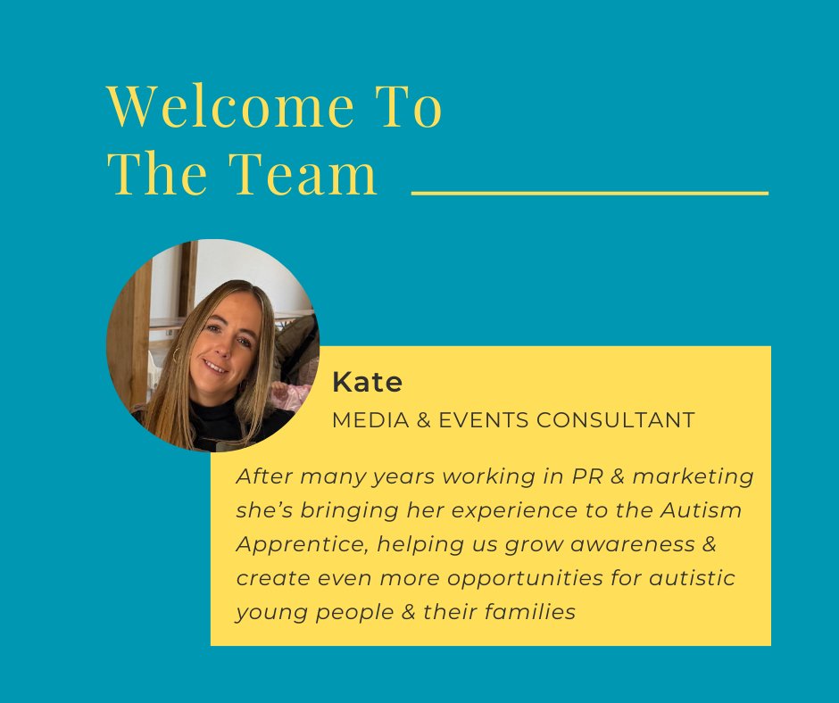 ✨ Team Update! ✨

We’re so pleased to welcome Kate as our new Media &amp; Events Consultant.

With nearly 20 years’ experience in PR &amp; marketing, Kate brings a wealth of communications &amp; events expertise to the team.  Please join us in giving her a warm welcome!

#AutismSupport