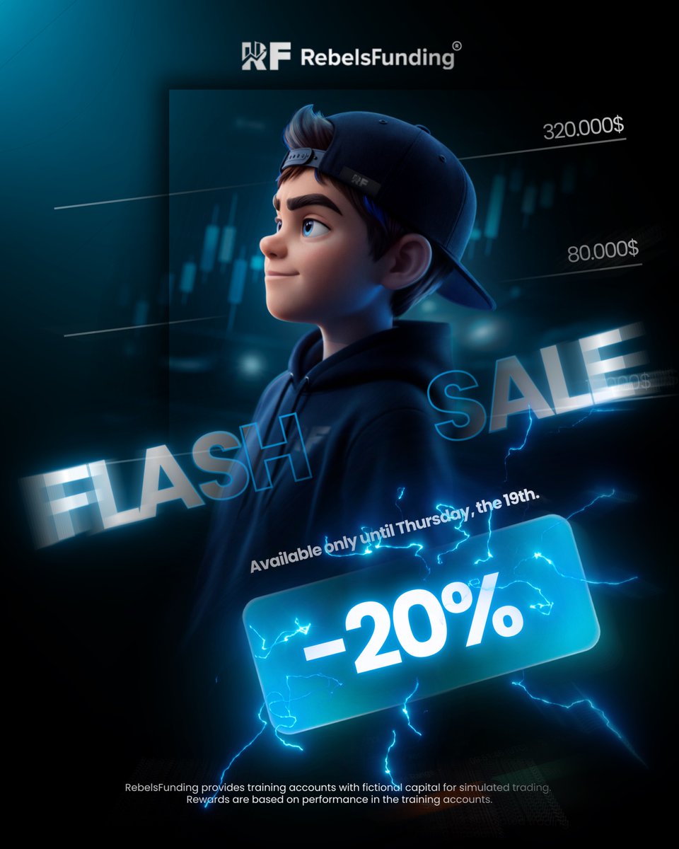 rebelsfunding's tweet photo. ⚡️FLASH SALE is here!
Get our programs with discounts of up to 20% off and move closer to your trading goals at a better price. 

⏱️This offer is available only until Thursday the 19th, so don’t miss it.
Visit our website and choose your program.
https://t.co/nikqTD1Ggh https://t.co/7fAJzXmX3U