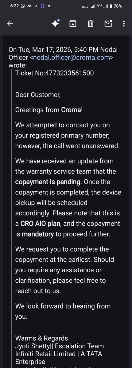 Mustakeem_JUH's tweet photo. "First they called it processing fee, now they call it 'Copayment'. @Croma is inventing new names to loot customers!😡
​My phone is DEAD, NOT damaged. Why should I pay? My e-Daakhil case is being filed for ₹20,000 compensation. Stop this extortion! @jagograhakjago @NothingIndia" https://t.co/HNq6z6Oa3Z