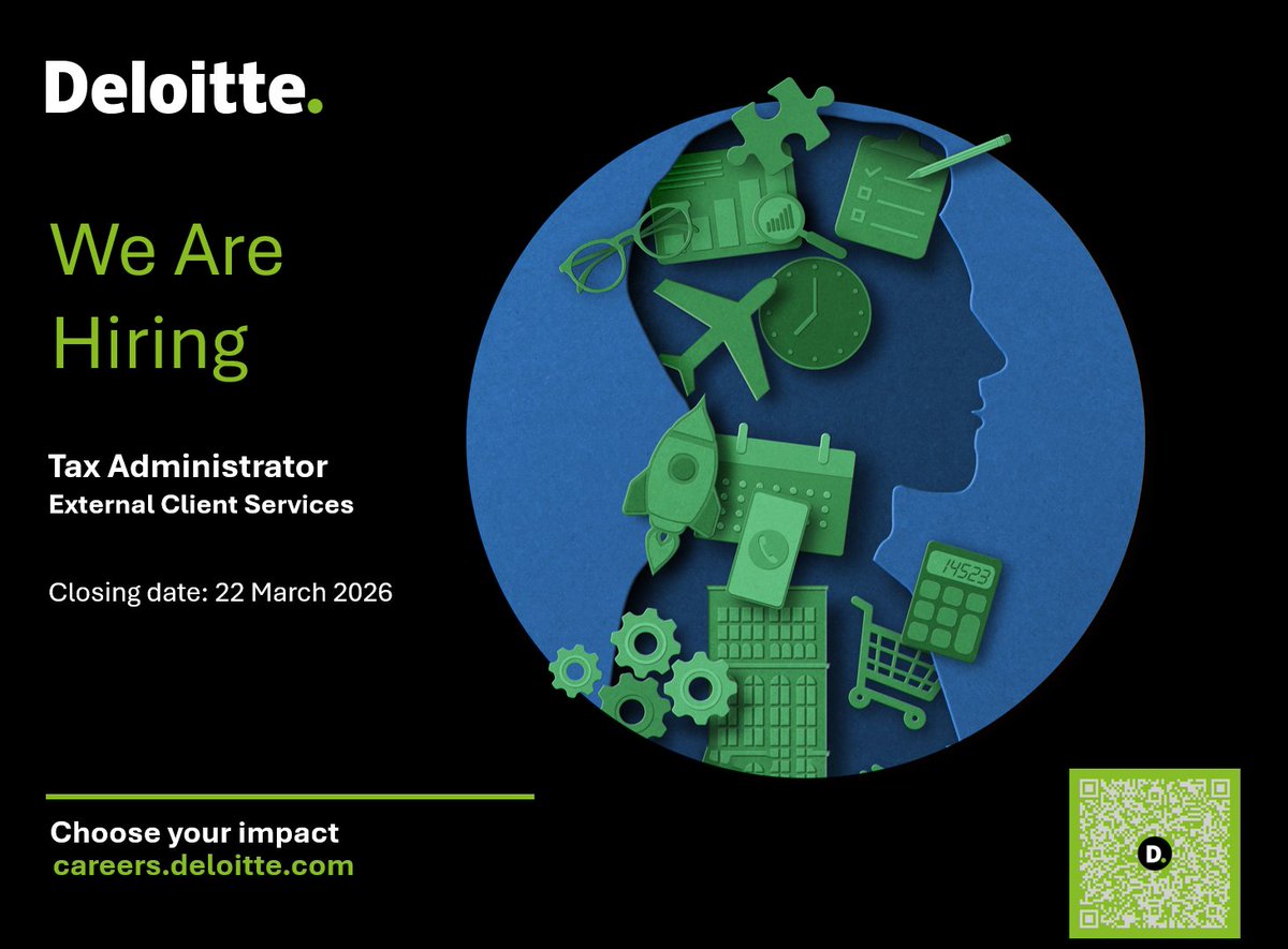 deloittenamibia's tweet photo. Are you a driven, insightful, motivated tax professional? 
An exciting opportunity awaits to grow your career and make an impact that matters at Deloitte Namibia. 

https://t.co/Dw5X5si9O7 https://t.co/nwbQxEp8El