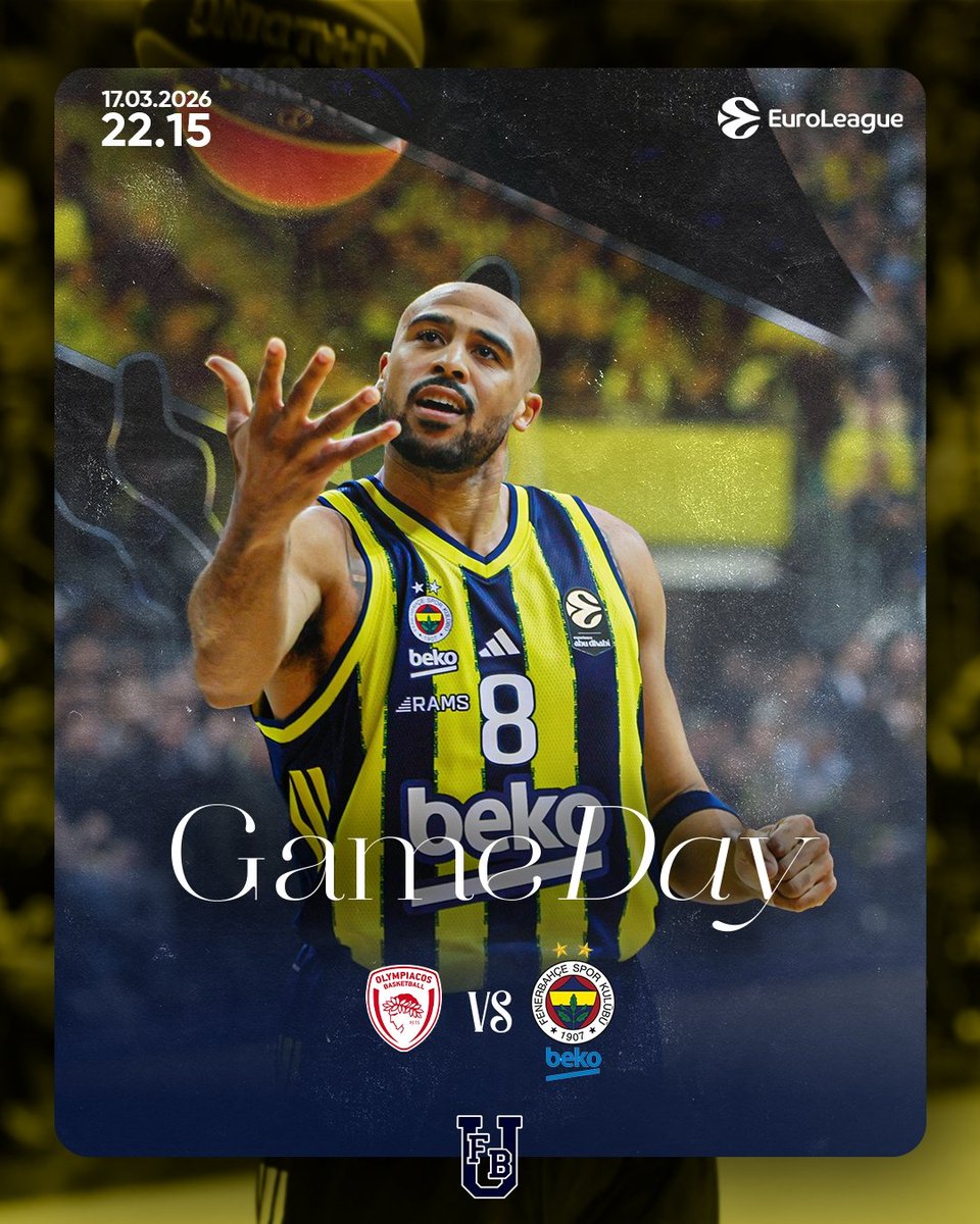 🔥 Maç günü!
🏆 <a href="/EuroLeague/">EuroLeague</a> 32. Hafta 
🆚 Olympiakos
🕘 22.15
📍 Barış ve Dostluk Salonu
📱 #YellowLegacy