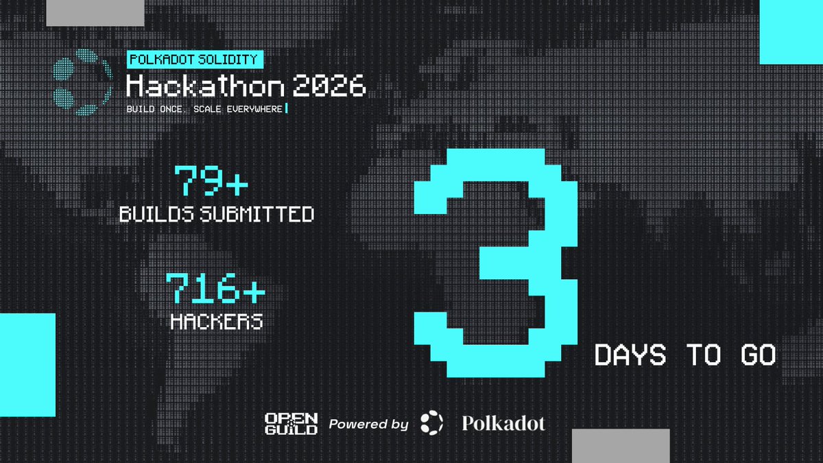 openguildwtf's tweet photo. Builders Reminder — 3 Days Left!

Only 3 days remaining before the final submission deadline for @Polkadot Solidity Hackathon.

If you're building, don’t forget to:

• Submit your project
• Select the tracks you want to compete in
Choosing the right tracks can increase your chances of winning, so make sure to review them before submitting.

Good luck builders - we’re excited to see your builds! 🚀