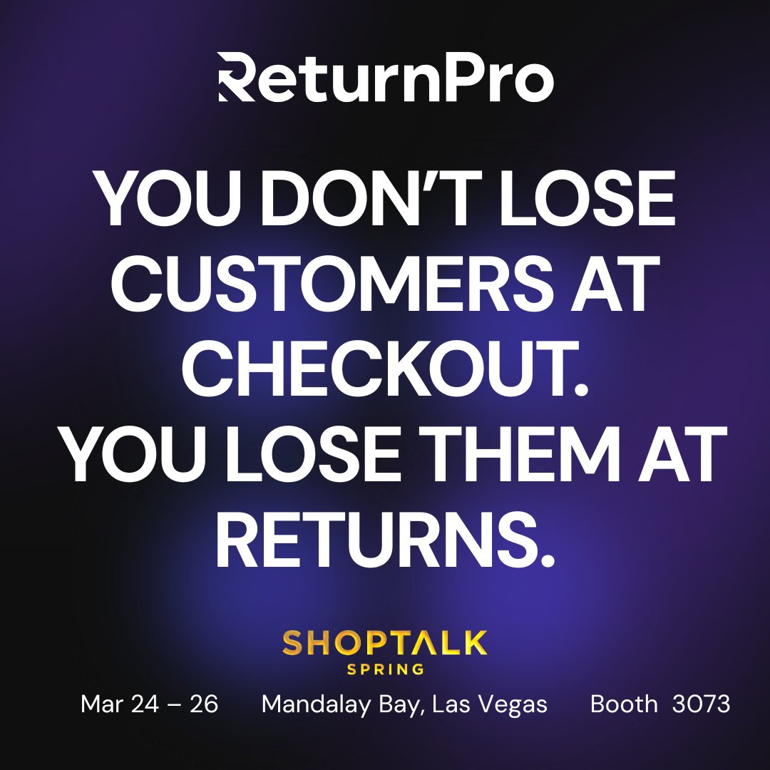 ReturnProHQ's tweet photo. 71% of consumers say a poor returns experience makes them less likely to shop again.

And 81% check return policies before they buy.

Returns aren’t post-purchase.
They’re pre-purchase confidence.

If you’re heading to Shoptalk, let’s compare notes on your post-purchase strategy.
Book a meeting: https://t.co/ELKsKLQQHN