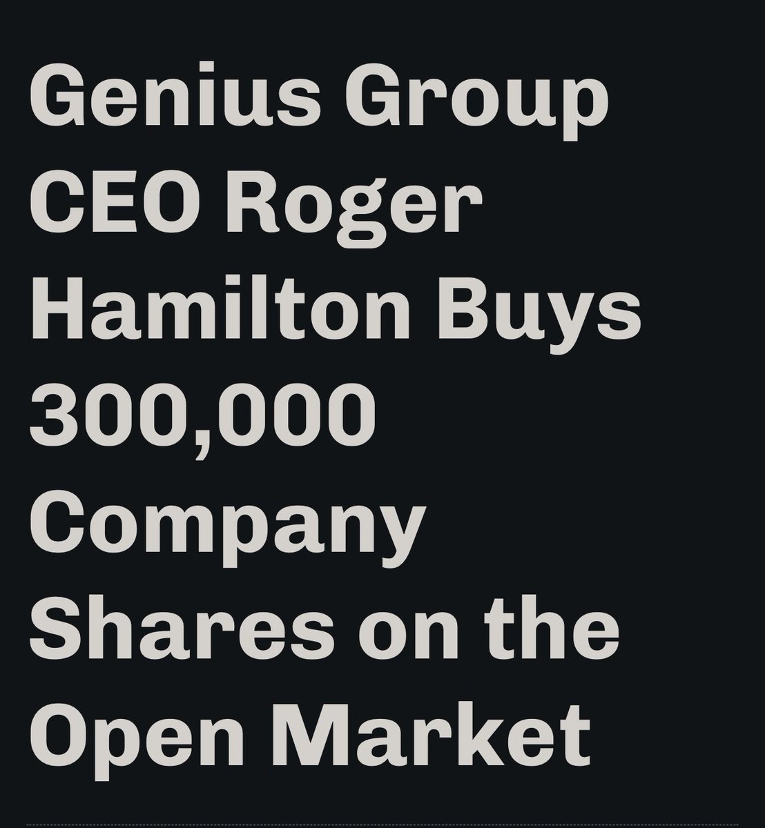 Latest $GNS news - SINGAPORE, March 17, 2026 (GLOBE NEWSWIRE) -- Genius Group Limited (NYSE American: GNS) (“Genius Group” or the “Company”), a leading AI-powered, Bitcoin-first education group, today announced that it has received notice that its CEO and Founder, Roger Hamilton,