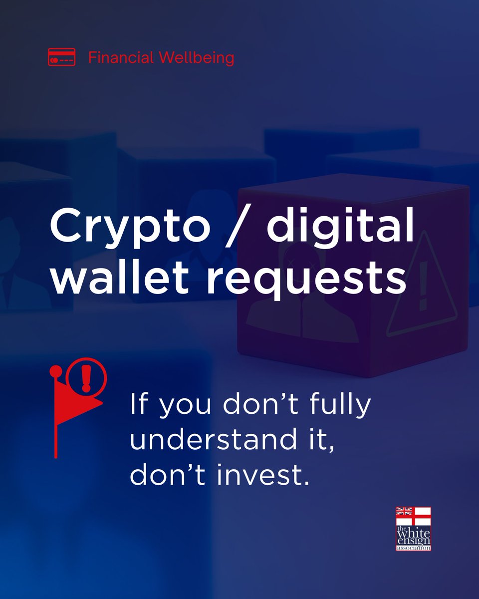 The_W_E_A's tweet image. ⚠️ Investment scams are becoming more sophisticated.

Service personnel are often targeted, especially when time away makes it harder to sense-check decisions.

🚩Take a moment to learn the red flags.

🔗 whiteensign.co.uk/keeping-your-m…

#WorkingTogetherForYourFuture #FinancialWellbeing