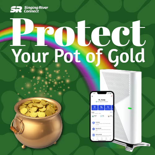 SRConnectMS's tweet photo. Secure your Singing River Connect home internet from the pinch of leprechauns with ProtectIQ, an enhanced feature in the My SR Connect app. ProtectIQ automatically blocks known harmful sites and sends you a notification so you know what is happening on your network. https://t.co/TB5YJbdSba