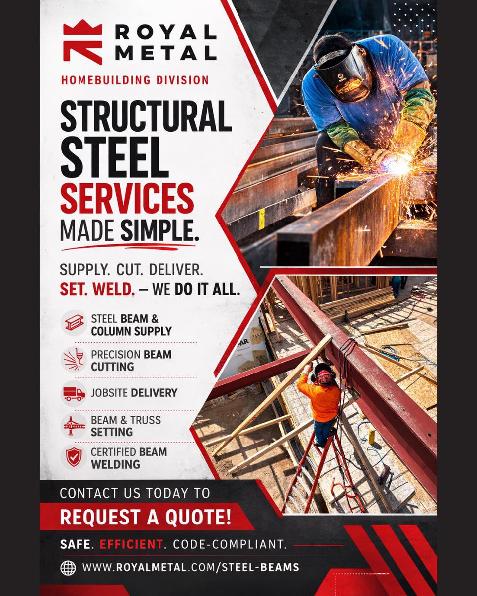 We offer a wide range of services designed to make large residential builds easier!

Whether you're building one home or managing multiple projects, our team is here to simplify the structural steel process. Contact us today at (913) 829-3000 or ashley.kessler@royalmetal.com!