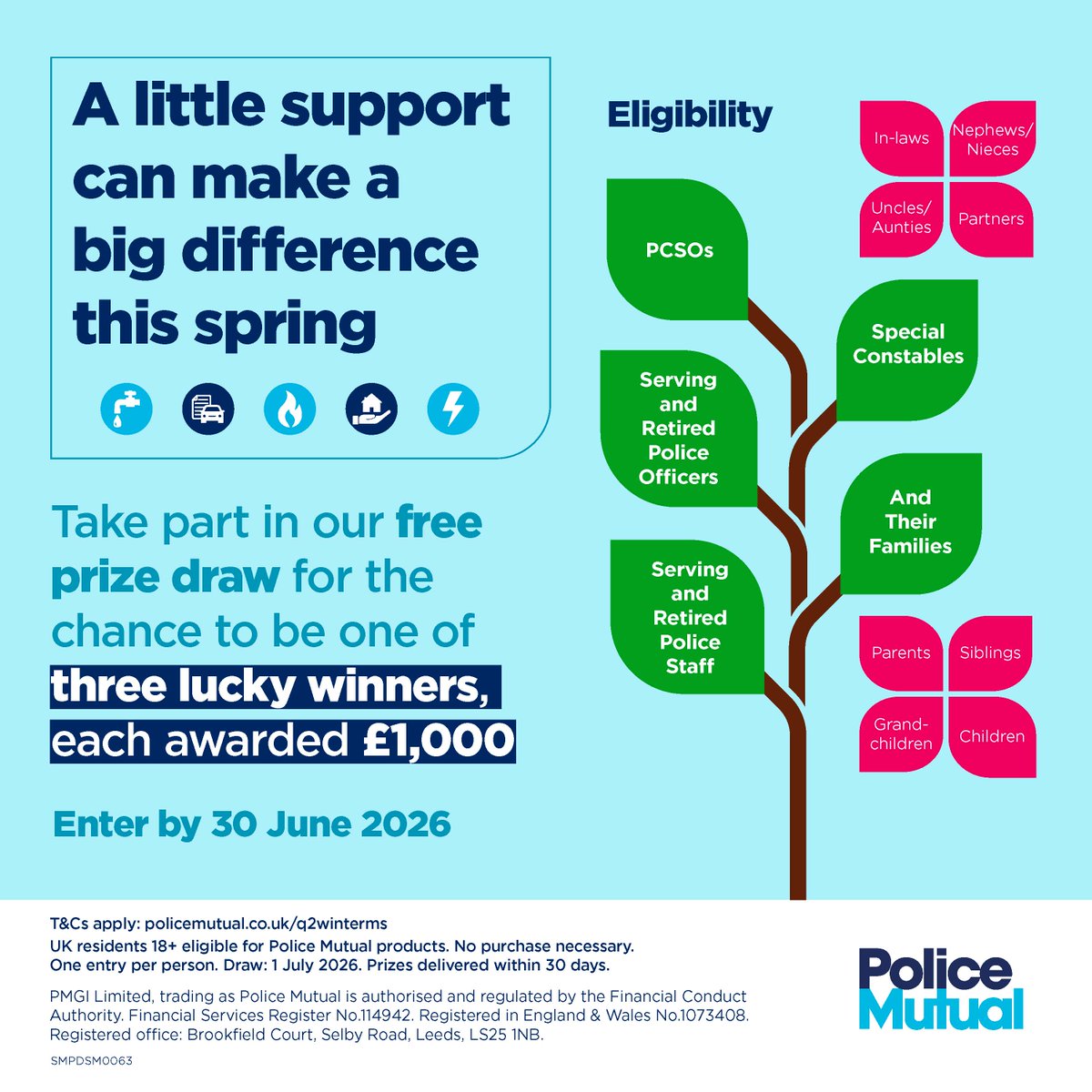 A small boost can make a big impact.

Take part in Police Mutual’s free prize draw for a chance to win £1,000. Three winners guaranteed.

Enter this way  👉bit.ly/4r4tH2X

T&amp;Cs apply bit.ly/4bJRdOb
Prize draw ends 30/06/2026.