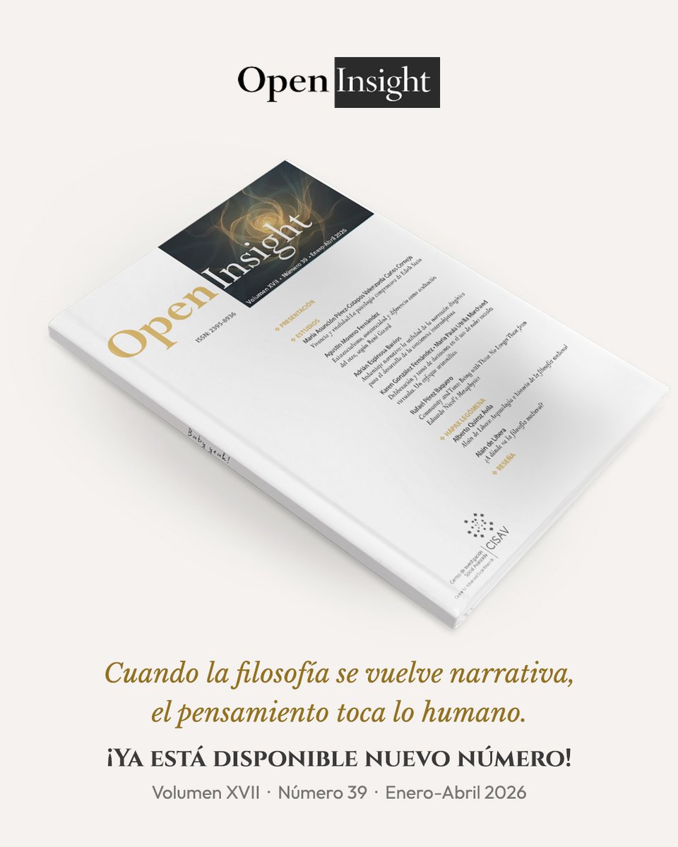 CISAV's tweet photo. #OpenInsight #CISAV 📢 ¡Nuevo Open Insight Vol. 17, N.° 39! 
🌟De Chile, Pérez Cotapos y Cornejo analizan la crisis de la psicología moderna.
🌟De España, Moreno Fernández examina la crítica que René Girard hace tanto al "existencialismo".

📥 https://t.co/f17MOhCN0x https://t.co/Kp8MgwbPip
