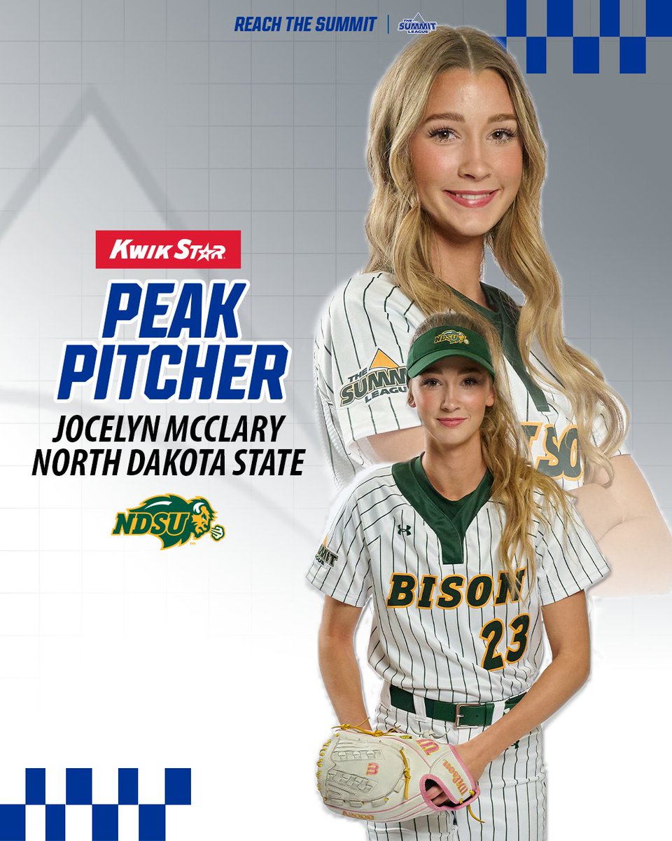 TheSummitLeague's tweet photo. 🥎 #SummitSB 𝐏𝐞𝐚𝐤 𝐏𝐞𝐫𝐟𝐨𝐫𝐦𝐞𝐫 𝐨𝐟 𝐭𝐡𝐞 𝐖𝐞𝐞𝐤 🥎  

Big swings and clutch outs 🥎 @KwikTrip Peak Performers of the Week from @NDSUsoftball and @OmahaSB

🗞️» https://t.co/ILhbEDfn0M

#ReachTheSummit https://t.co/HO3Ape8OIx