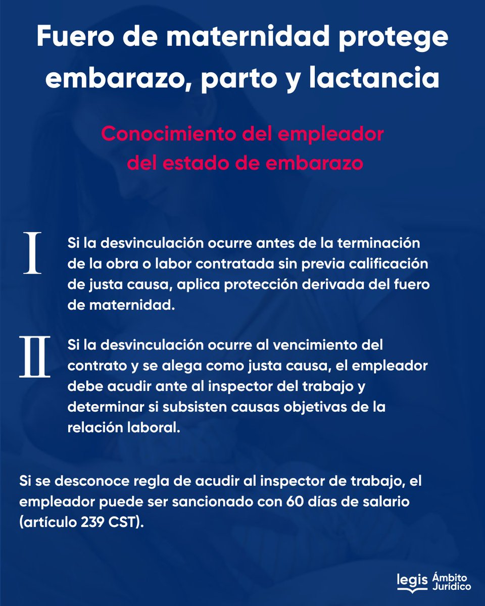 Ambitojuridico's tweet photo. La Corte Constitucional recordó que el fuero de maternidad protege a la mujer en diferentes etapas: embarazo, parto y lactancia. Conozca en esta #INFOGRAFÍA las reglas jurisprudenciales sobre la materia. https://t.co/LeEJW0KSCk