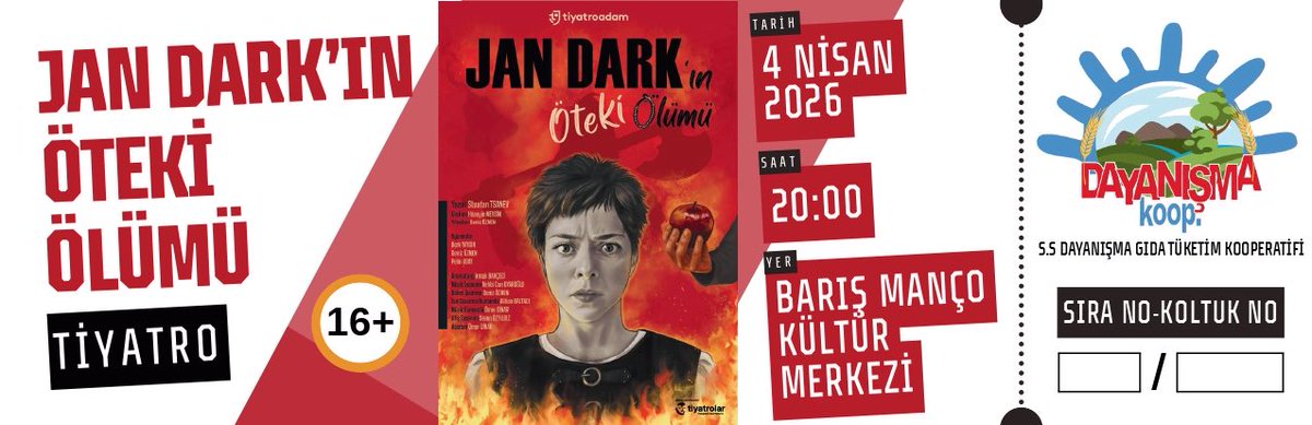 haskoykse's tweet photo. Kardeş kurum olan Dayanışma Kooperatifi 4 Nisan Cumartesi 20:00’da düzenleyeceği tiyatro etkinliği “Jan Dark’ın Öteki Ölümü” oyununa siz dostlarımızı davet ediyor.
Bu güzel oyunda sizleri aralarında görmek istiyor. 
Bilet fiyatı 700 TL’ dir.
İletişim numarası: 0 (532) 293 83 61 https://t.co/ClHOZe59Mn