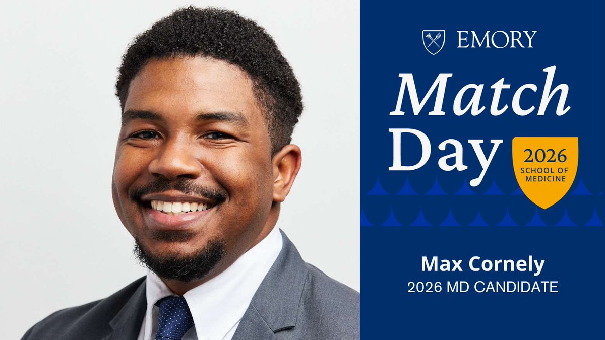 EmoryMedicine's tweet photo. Friday's Match Day will reveal where Max Cornely, MD candidate, will continue his training in plastic &amp; reconstructive surgery. Join in the excitement by watching the famous dash for the envelope ✉️ on live stream at 11:30 a.m. https://t.co/j9EEP5m8mr

#Match2026 #Match26 https://t.co/DjwHIblkwl