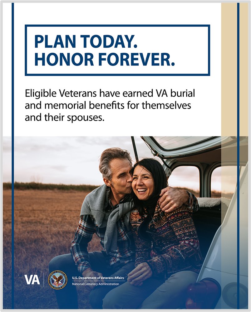 Please share to spread the word. 

Plan Today, Honor Forever. Whether choosing a VA national cemetery or a private cemetery, VA burial and memorial benefits are available to Veterans. 
Learn more about these benefits and eligibility: cem.va.gov/veterans-and-f…