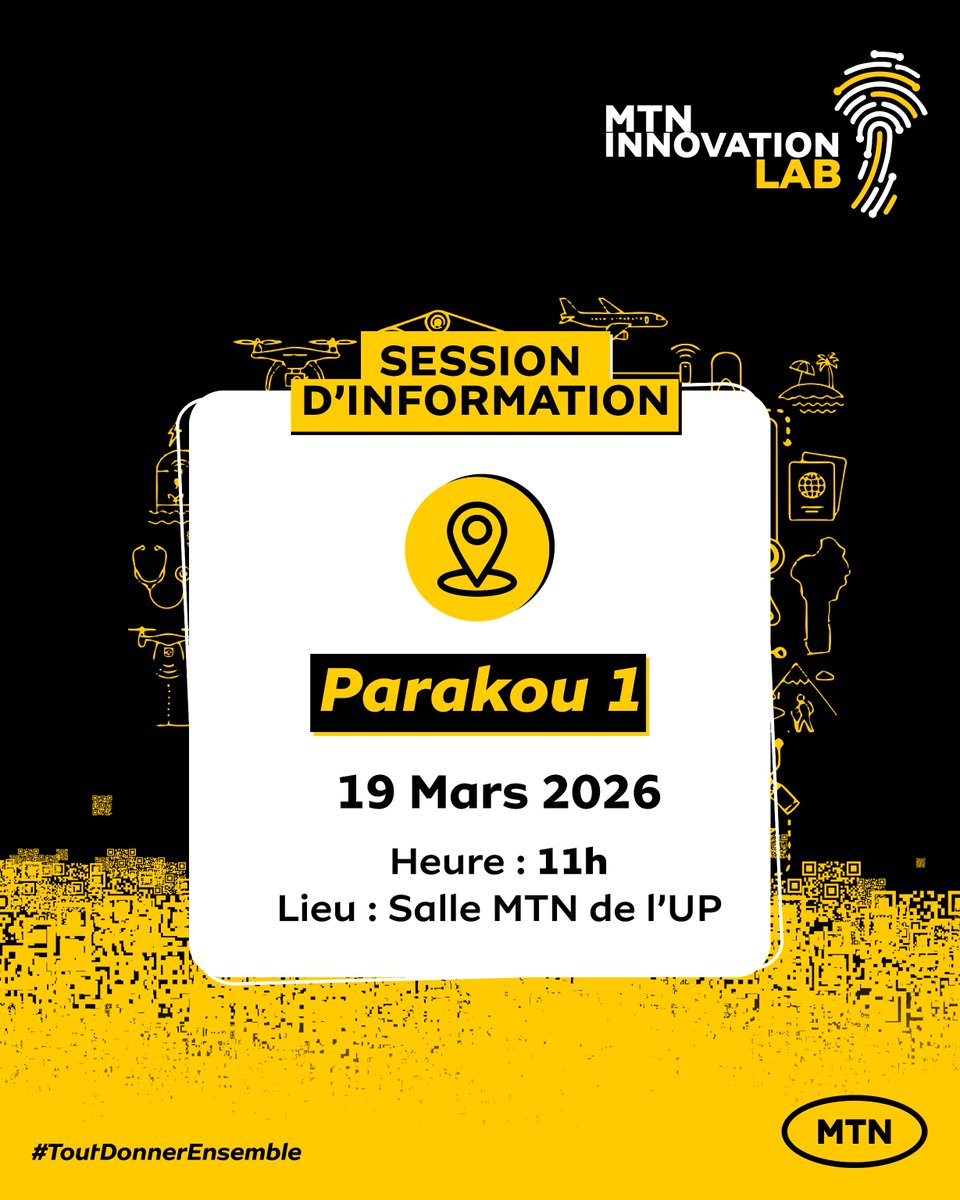 Le MTN Innovation Lab arrive à Parakou.

Dans le cadre de l’appel à candidatures pour la 2ᵉ cohorte, nous organisons une session d’information à l’Université de Parakou pour échanger avec les startups, étudiants et innovateurs de la région.

Si vous avez une idée innovante, un