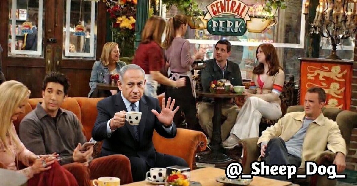 _Sheep_Dog_'s tweet photo. Is this AI?
#Netanyahu #AI #Deepfake #ProofOfLife #Friends #CentralPerk #Meme https://t.co/6jfITJAYfa