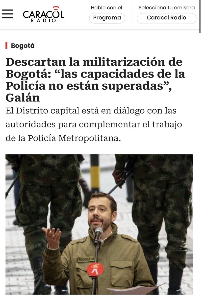 La Policía de Bogotá tiene el número de uniformados más bajo de los últimos años, el 25% de las patrullas y motos de la institución están fuera de servicio, solo hay 153 CAIs y muchos sin los elementos necesarios etc. 

Pero el Alcalde Galán insiste que eso está bien…