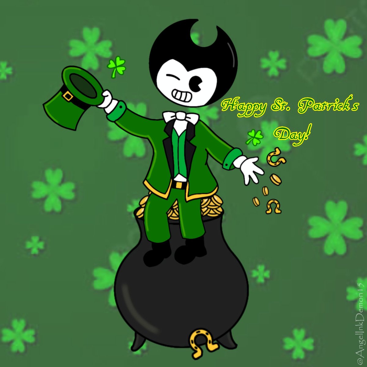 AngelInkDemon15's tweet photo. "May you find more gold in the hearts of your friends than at the bottom of a pot"

Happy St. Patrick's Day! 🇮🇪☘️

#PatricksDay #Bendy https://t.co/Kaq4y8mDu4