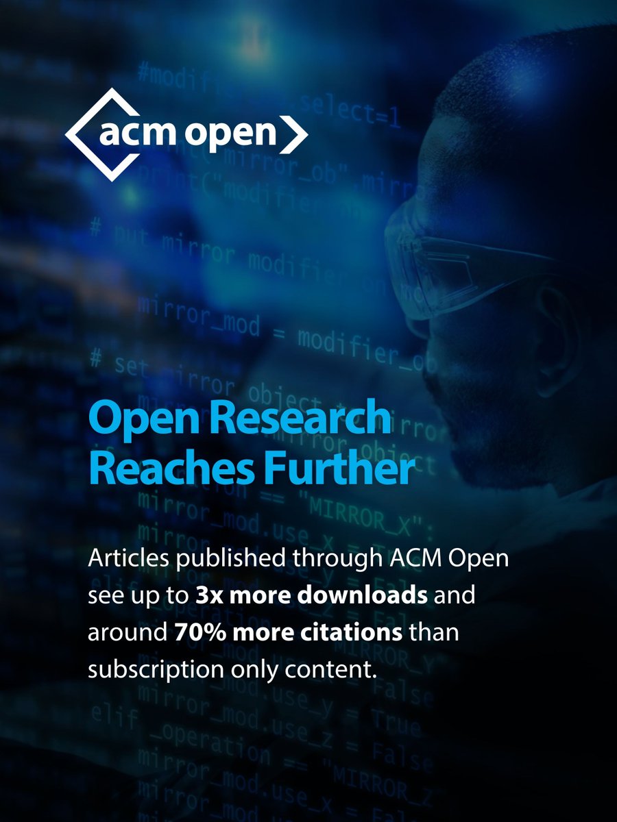 TheOfficialACM's tweet image. 📈 #OpenAccess is transforming the reach of #ComputingResearch.

The impact speaks for itself: In 2025, OA articles published through ACM received up to 3x more downloads and around 70% more citations.

Explore ACM’s open access story: bit.ly/4lnAYta