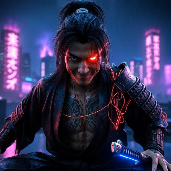 Cyberpunk Samurai Ronin Animation AI video template preview