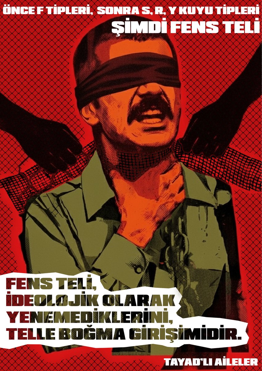 ho_kurtulus3094's tweet photo. 🟥Önce F Tipleri, Sonra 'S, R, Y' Kuyu Tipleri
Şimdi Fens Teli!
🟥Fens Teli, İdeolojik Olarak Yenemediklerini, Telle Boğma Girişimidir.
TAYAD'lı Aileler (@8tayadli1986)
#TAYAD #ÖzgürTutsaklar #KuyuTipleriKapatılsın https://t.co/RrwpbZnpre