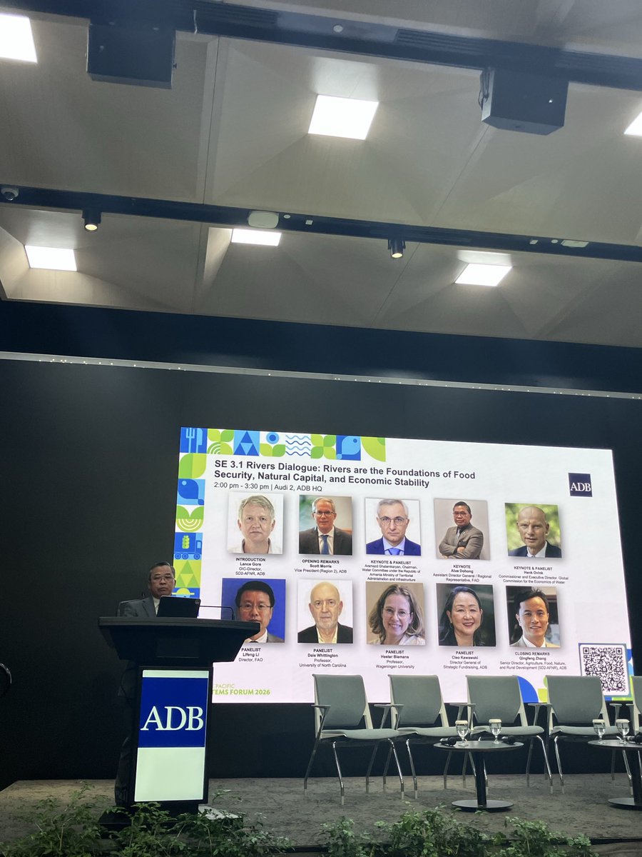 Kaz_Fujiwara's tweet photo. @a_dohong ADG/RR @FAOAsiaPacific stressed the importance of #River basin management for #AgrifoodSystems Transformation - #River Dialogue: Rivers are the Foundations of #FoodSecurity, #NaturalCapital &amp; #EconomicStability
@ADB_HQ #AFS2026 #4Betters https://t.co/gipiLdKxxw