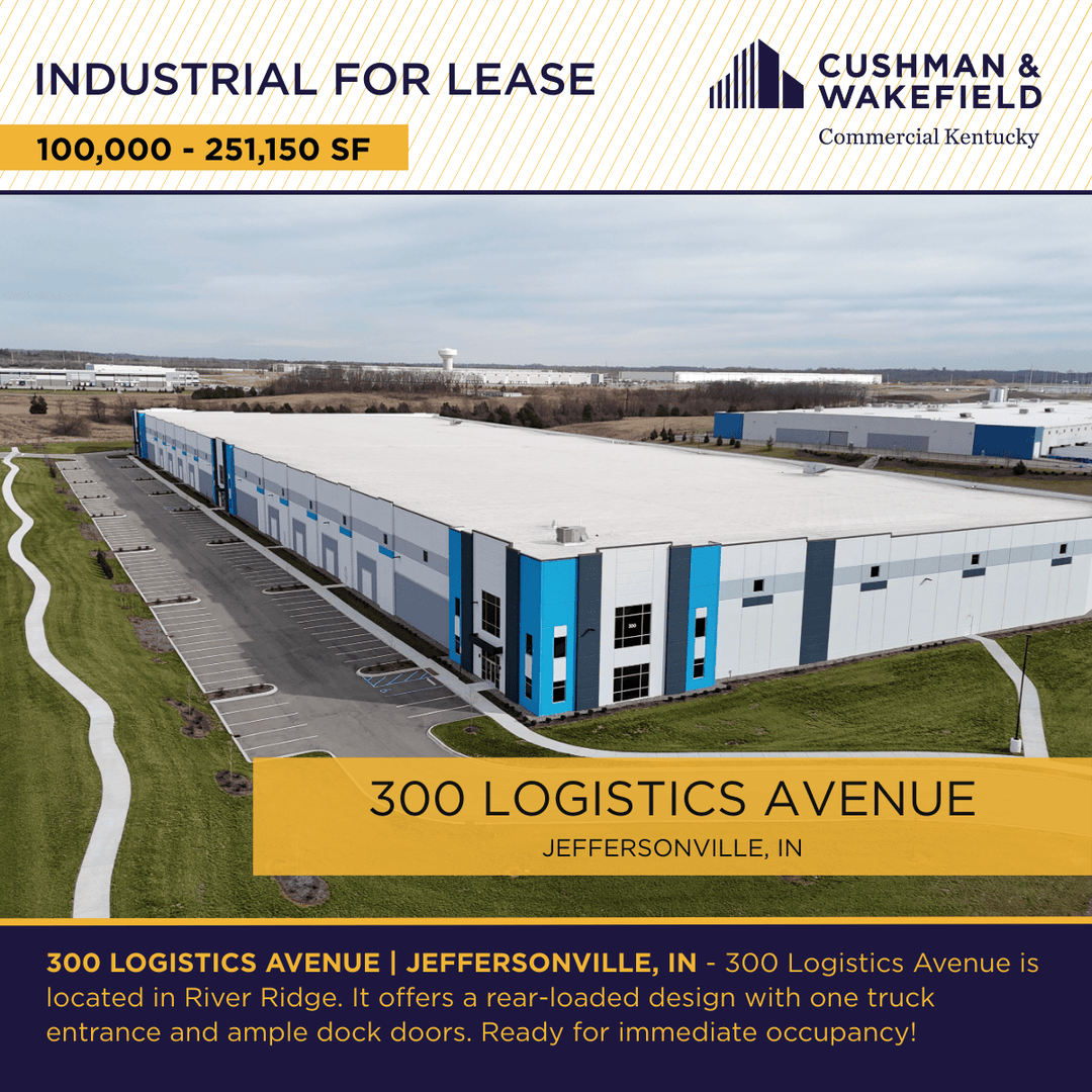 300 Logistics Avenue. | #IndustrialRealEstate for #Lease
Class A Modern Bulk Distribution Warehouse in River Ridge
Contact Robert B. Walker, SIOR, CCIM or Jake F. Mills, SIOR for more information!
commercialkentucky.com/property-detai…