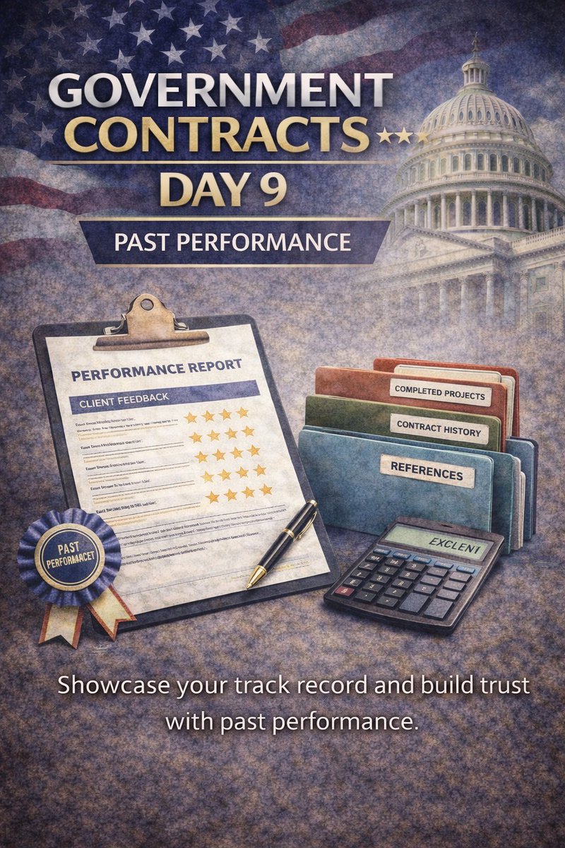 Oluwaseyilog's tweet image. Past performance builds credibility. Highlight your completed projects, client satisfaction, and proven results to strengthen your government contract bids.
#GovernmentContracts
#PastPerformance
#SmallBusinessSuccess
#ContractWinning
#BusinessGrowth
#FederalContracts