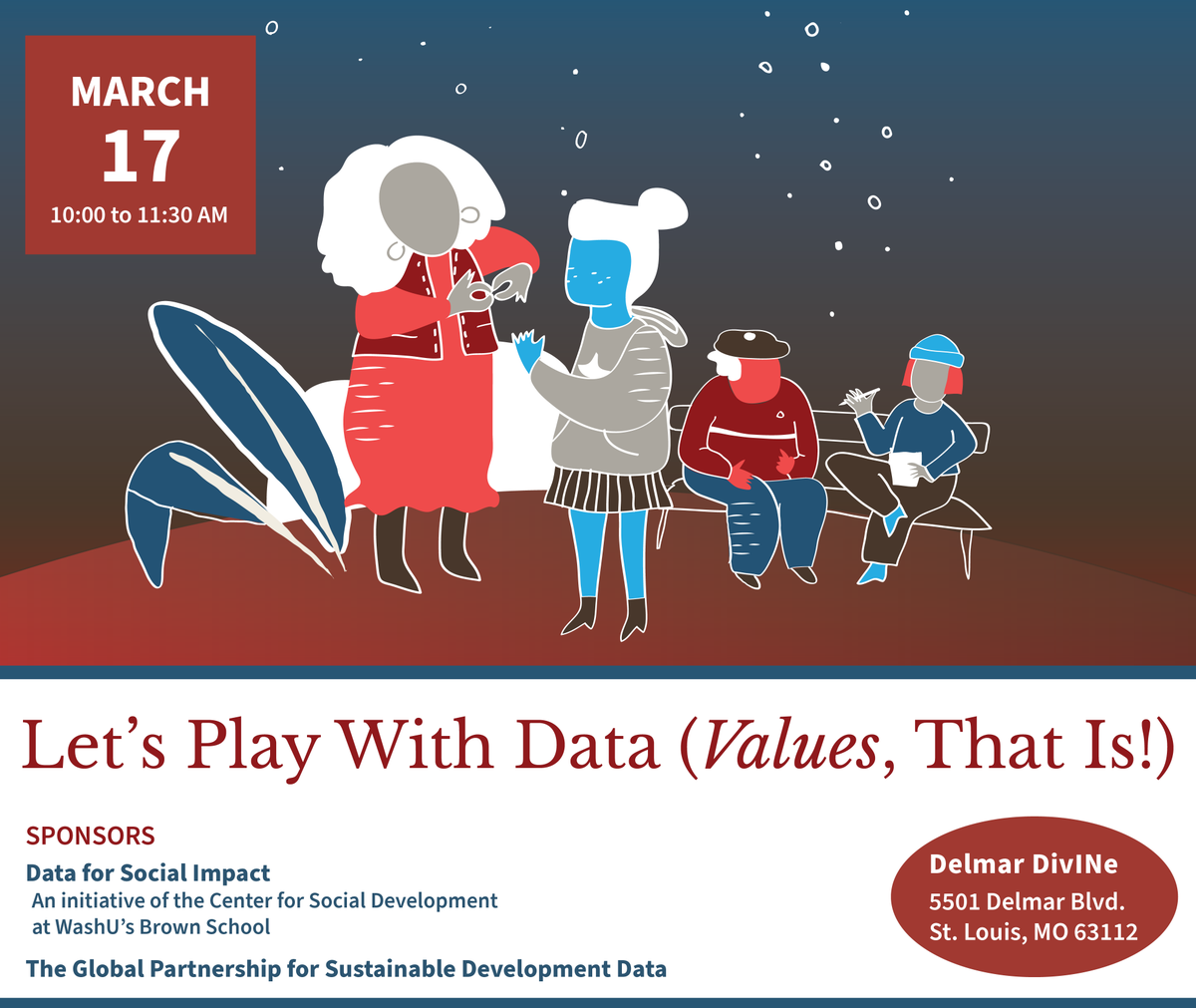 csdwustl's tweet photo. We hope to see you at #DelmarDevINe this morning for a fun, interactive event on #DataValues!

Let’s Play With Data (Values, That Is!)
📅10-11:30 AM
🗺️Delmar DivINe
👉 https://t.co/h1sJnFs2pA

#MissouriSocialWorkers #NASWMO #InSTLforSTL #StLnonprofit #servestl #Servingstl https://t.co/xVMZcCBPCB