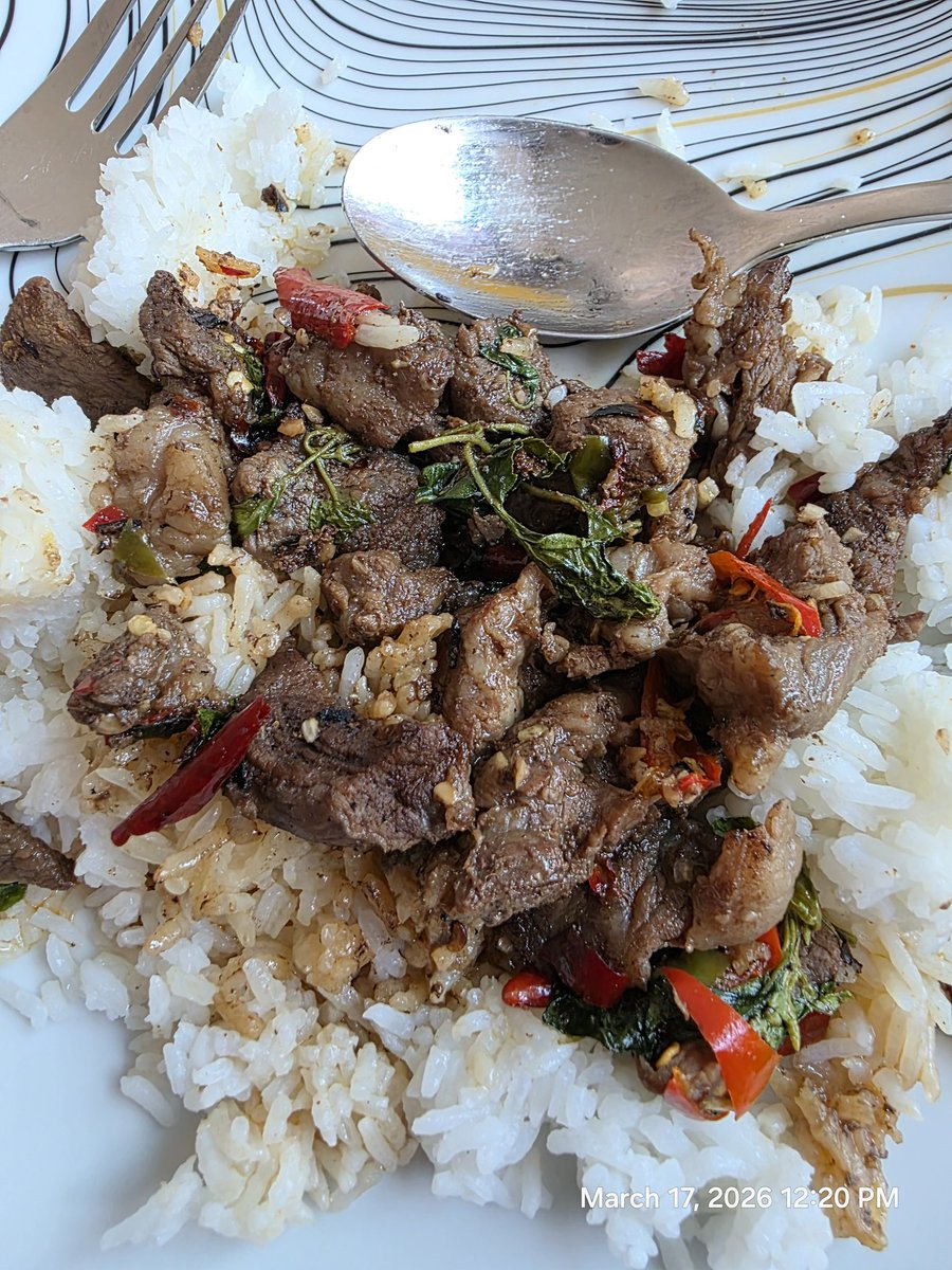My wife bought this Wagyu beef pad grapao for 89 baht. It was absolutely delicious. The small pieces of  fat melted in my mouth and the beef was full of flavour and tender. Will definitely order again one day.