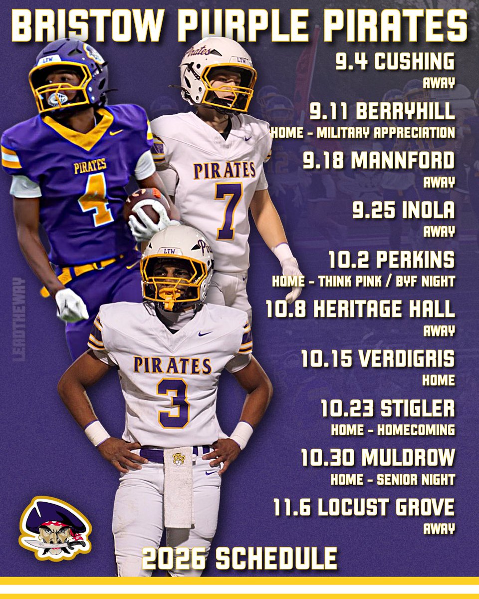 Bristow Purple Pirate Football tweet media