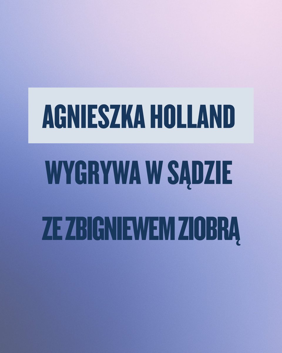 Dziś Sąd Okręgowy w Warszawie, XXV Wydział Cywilny wydał wyrok z powództwa Agnieszki Holland przeciwko Zbigniewowi Ziobrze o ochronę dóbr osobistych. Sprawa związana była z szeregiem wypowiedzi z jesieni 2023 roku ówczesnego ministra sprawiedliwości i prokuratora generalnego, o