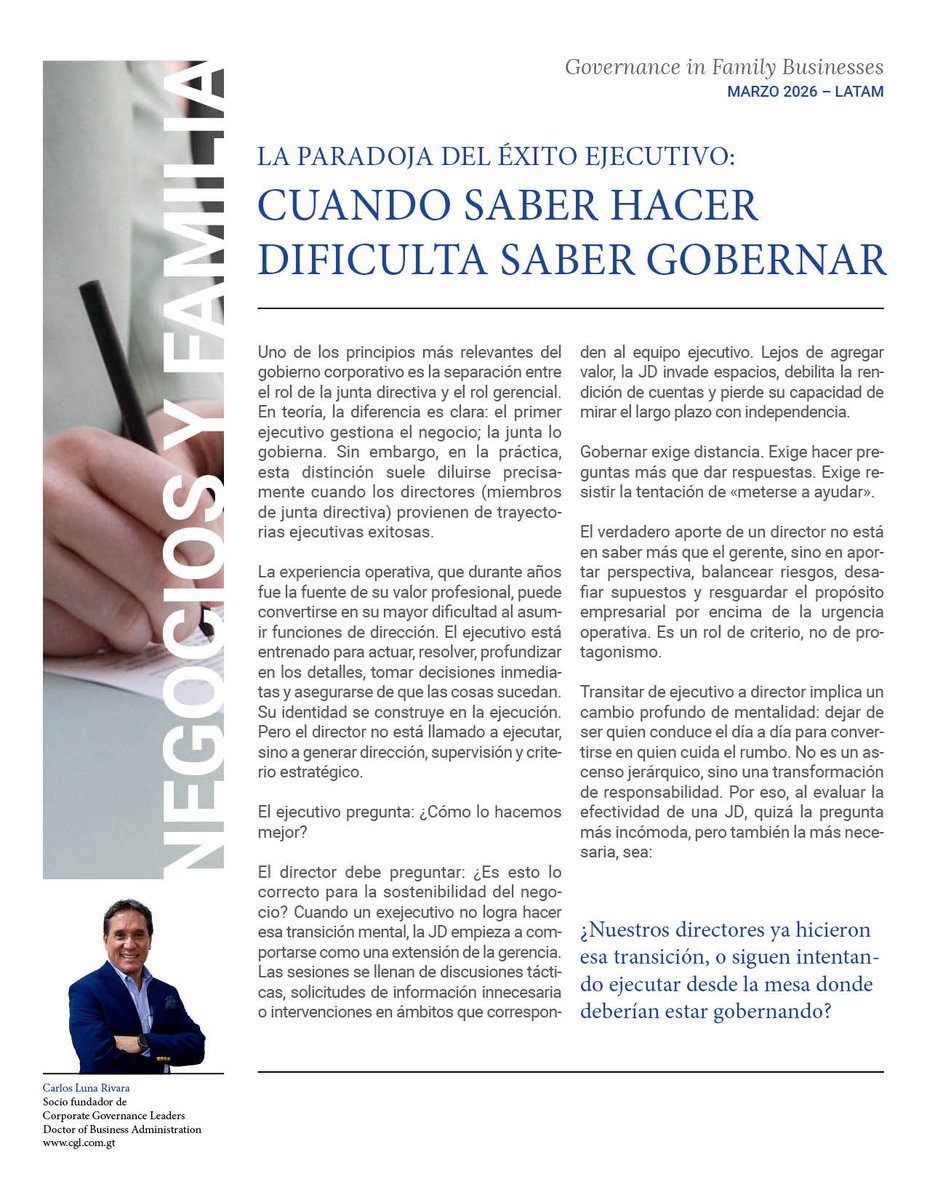 Ejecutar con excelencia construye empresas.
Gobernar con sabiduría las hace trascender

#empresasfamiliares #gobiernocorporativo