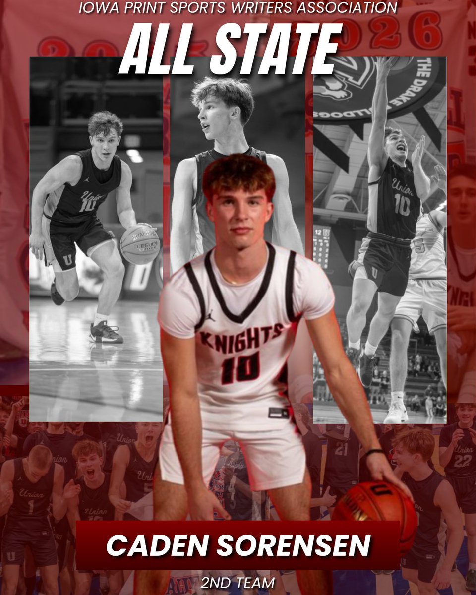 BoosterUnion's tweet photo. Congratulations to @UnionBoysBBall Senior Caden Sorensen on being named to the ALL STATE team!  4x 1st Team NICL and 2x State Qualifier.  Amazing season and career, Caden!  #iahsbkb https://t.co/TFLOKEaB5J