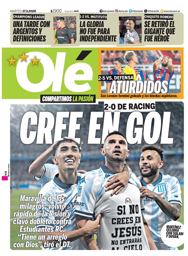 Portadas <a href="/clarincom/">Clarín</a> <a href="/LANACION/">LA NACION</a> <a href="/DiarioOle/">Diario Olé</a>