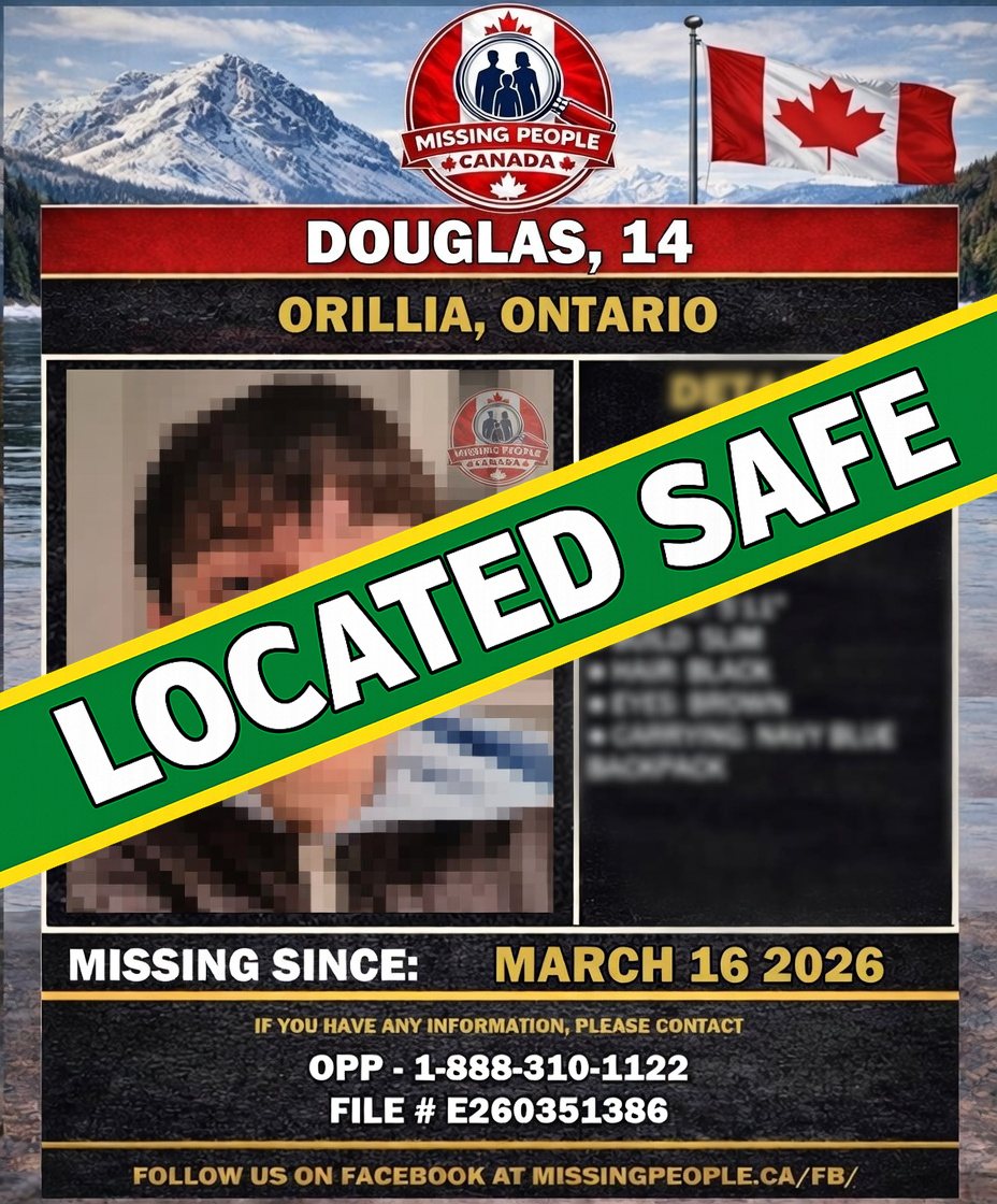 ✅ LOCATED – DOUGLAS, 14

Douglas, 14, who was reported missing in Orillia, Ontario, has been located safe.

Thank you to the community for your support.

#Located #Orillia #Ontario #MissingPersonLocated #CommunityUpdate #MissingPeopleCanada