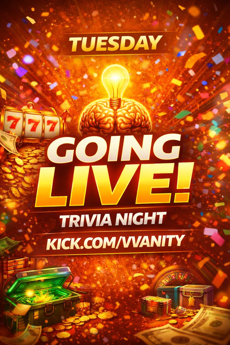 VvanityStreams's tweet image. ⏳ 5 MIN WARNING ⏳
Booting up and starting HOT tonight 😈💥
TRIVIA DURING STREAM
Early gang tap in.
👉 kick.com/VVANITY

Entertainment only. 21+ where required. Gamble responsibly.
#LiveIn5 #KickStreaming #StreamerLife #Gaming #LiveNow #GambleResponsibly