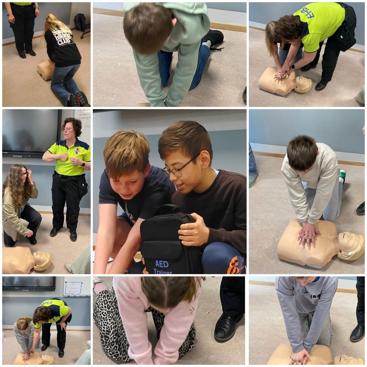 De groepen acht hebben in de laatste les EHBO geoefend hoe je moet reanimeren. #watishettochleukopdetweemaster